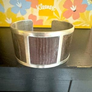 BRIGHTON NICKS WIDE SUVER AND BROWN LEATHER BRACELET